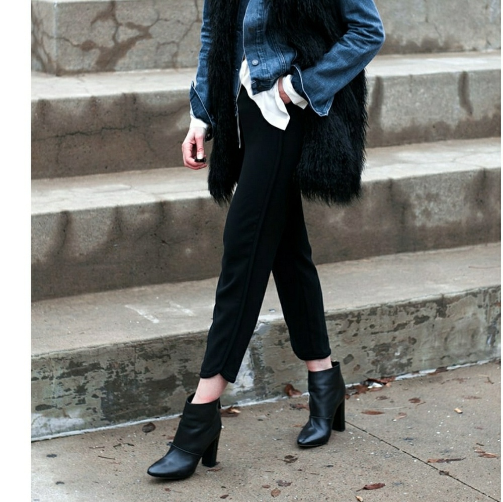J Crew Adele Italian black leather ankle bootie